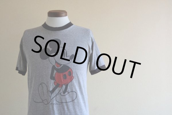 画像6: 1980s  MICKEY MOUSE リンガーTシャツ  杢灰×黒  表記L  (6)