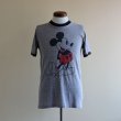 画像1: 1980s  MICKEY MOUSE リンガーTシャツ　 杢灰×黒　 表記L  (1)