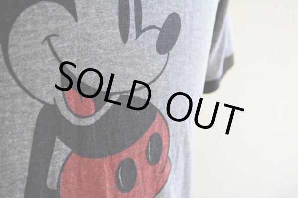 画像9: 1980s  MICKEY MOUSE リンガーTシャツ  杢灰×黒  表記L  (9)