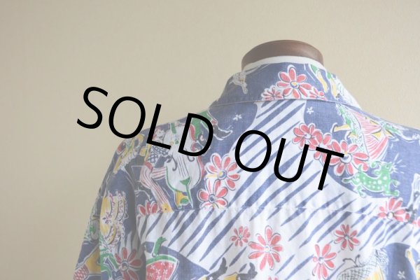 画像12: 1990s DKNY ダンシングカウボーイ柄リネンシャツ　 表記P  (12)