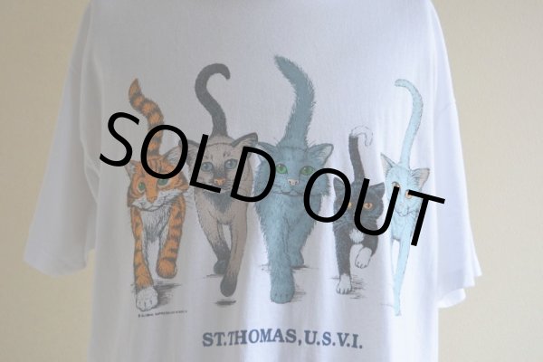 画像7: 1990s ネコ両面プリントTシャツ　 表記L  (7)