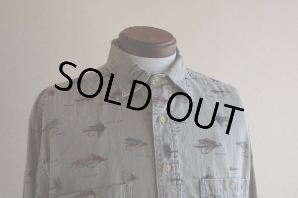 画像5: 1990s ORVIS フライ柄シャツ  表記M  (5)