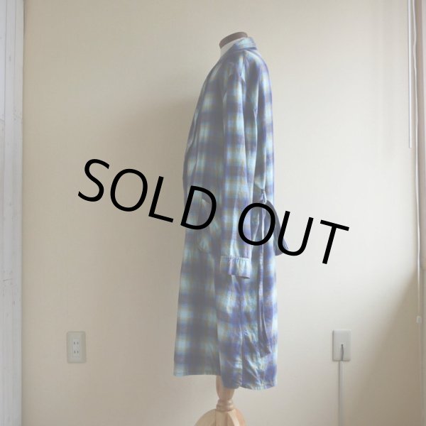 画像4: 1960s プリントネルガウン　 オンブレーチェック　 表記XL  (4)