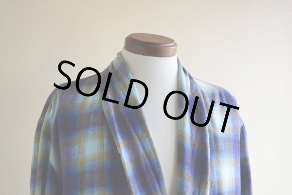 画像6: 1960s プリントネルガウン　 オンブレーチェック　 表記XL  (6)