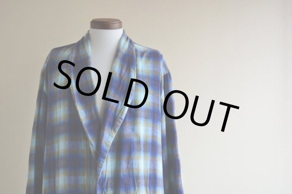 画像7: 1960s プリントネルガウン　 オンブレーチェック　 表記XL  (7)