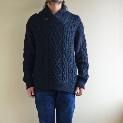 画像1: SHADES OF ARAN ショールカラーフィッシャーマンセーター　 MADE IN IRELAND　 表記L 