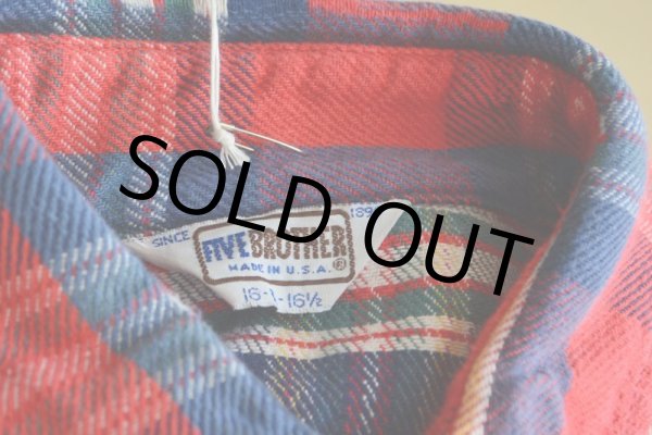 画像13: 1980s FIVE BROTHER ヘビーネルシャツ　 表記L  (13)