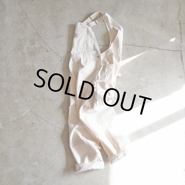 画像2: 1990s Carhartt 生成りオーバーオール  MADE IN USA  表記w38  (2)