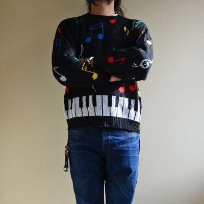 画像1: 1980s 鍵盤ジャガードセーター　 実寸M 
