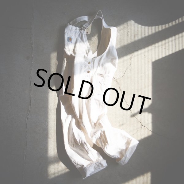 画像3: 1990s Carhartt 生成りオーバーオール  MADE IN USA  表記W36 L30  (3)