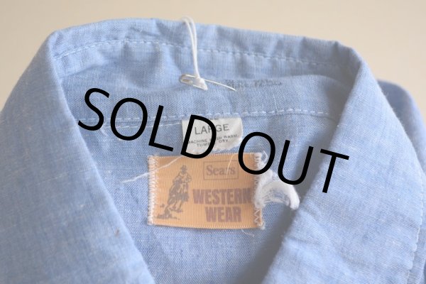 画像13: 1970s Sears 刺繍シャンブレーウエスタンシャツ  表記L  (13)