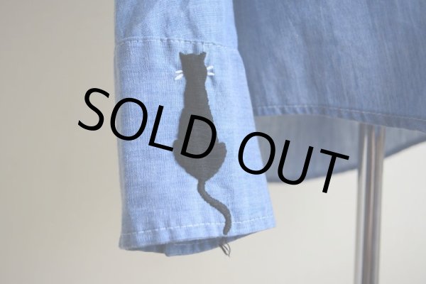 画像10: 1970s Sears 刺繍シャンブレーウエスタンシャツ  表記L  (10)