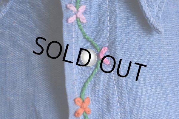 画像11: 1970s Sears 刺繍シャンブレーウエスタンシャツ  表記L  (11)