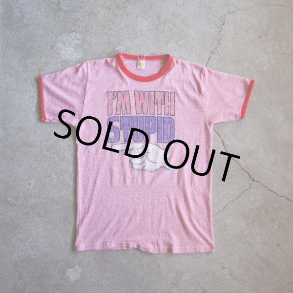 画像5: 1970s I'M WITH STUPID 杢リンガーTシャツ　 表記M  (5)