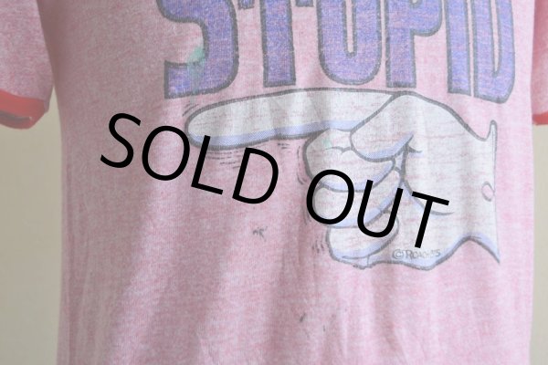 画像9: 1970s I'M WITH STUPID 杢リンガーTシャツ　 表記M  (9)