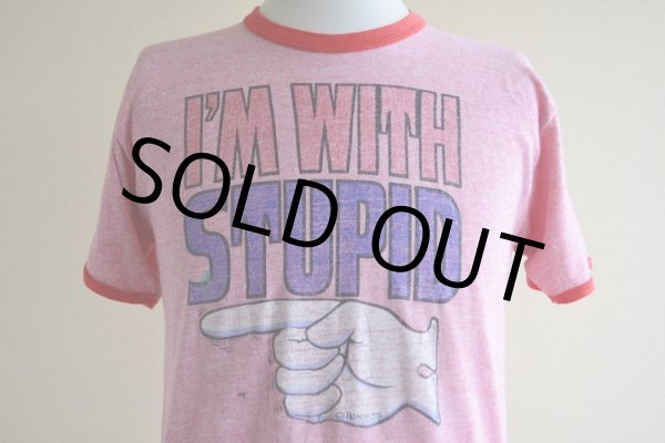 画像7: 1970s I'M WITH STUPID 杢リンガーTシャツ　 表記M  (7)