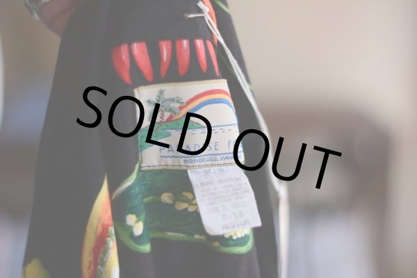 画像3: PARADISE FOUND 唐辛子柄レーヨンアロハシャツ　 表記M  (3)