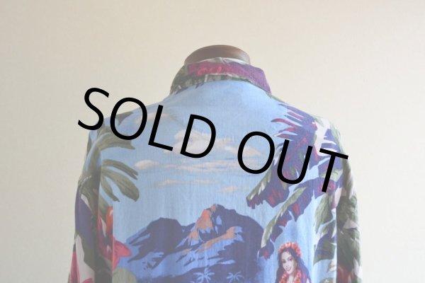 画像10: NAUTICA フラガール柄アロハシャツ　 LINEN×RAYON　 表記M  (10)