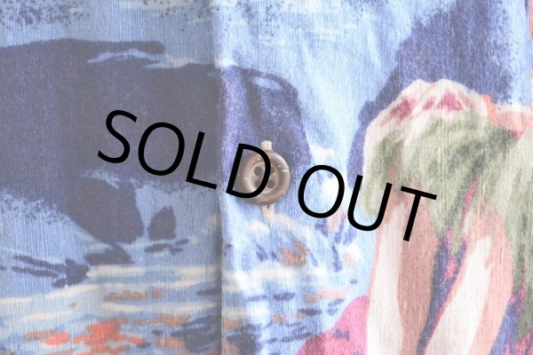 画像6: NAUTICA フラガール柄アロハシャツ　 LINEN×RAYON　 表記M  (6)