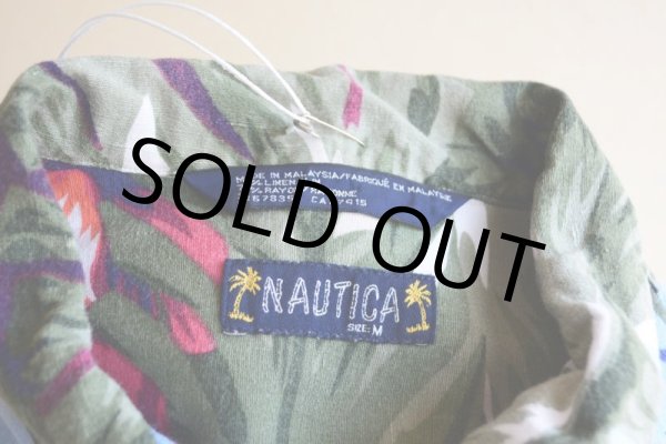 画像11: NAUTICA フラガール柄アロハシャツ　 LINEN×RAYON　 表記M  (11)