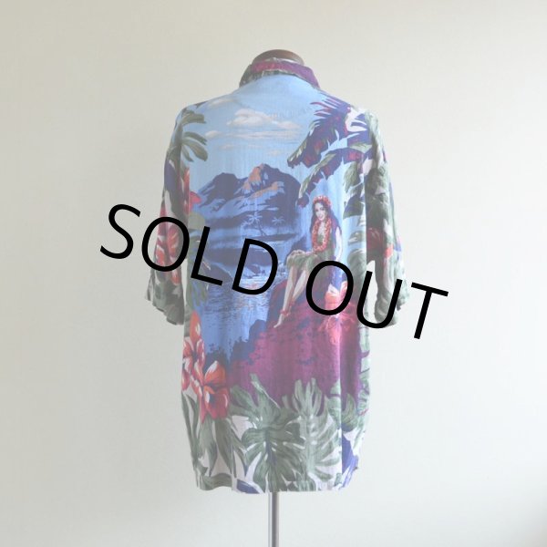 画像3: NAUTICA フラガール柄アロハシャツ　 LINEN×RAYON　 表記M  (3)