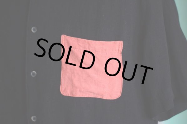 画像6: SILK×LINEN S/S SHIRT　 BLK×PNK　 表記M　 [HamburgCafe ORIGINAL RE-MAKE]  (6)