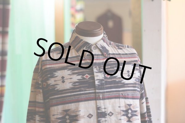 画像4: WOOD＆WATER ネイティブ柄コットンシャツ　 表記L  (4)