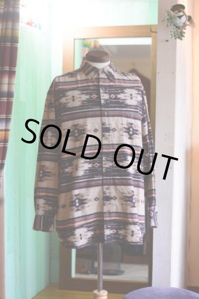 画像2: WOOD＆WATER ネイティブ柄コットンシャツ　 表記L  (2)