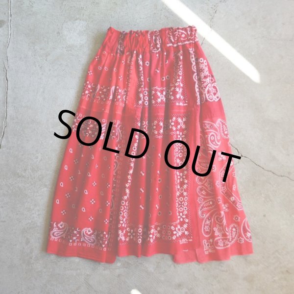 画像7: VINTAGE Bandana Skirt /RED　 [HamburgCafe ORIGINAL RE-MAKE]  (7)