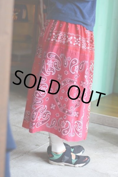 画像4: VINTAGE Bandana Skirt /RED　 [HamburgCafe ORIGINAL RE-MAKE]  (4)
