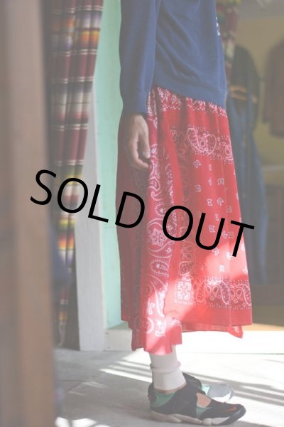 画像2: VINTAGE Bandana Skirt /RED　 [HamburgCafe ORIGINAL RE-MAKE]  (2)