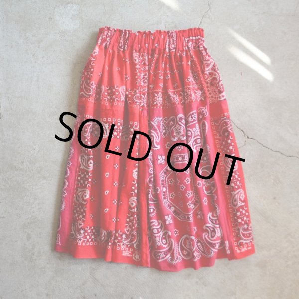 画像6: VINTAGE Bandana Skirt /RED　 [HamburgCafe ORIGINAL RE-MAKE]  (6)