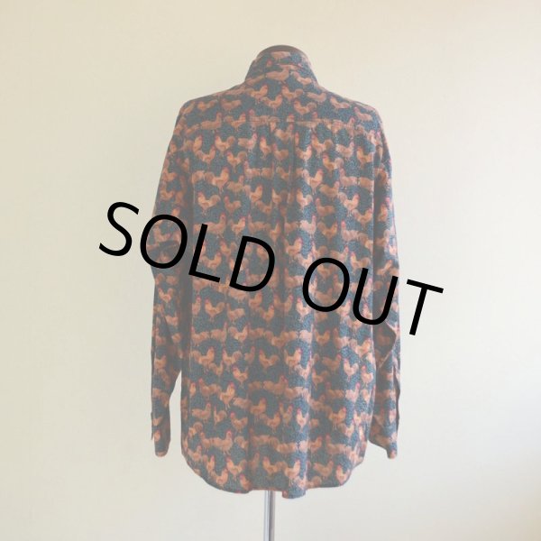 画像3: ニワトリ柄コットンシャツ  実寸L  (3)