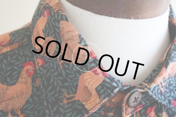 画像7: ニワトリ柄コットンシャツ  実寸L  (7)