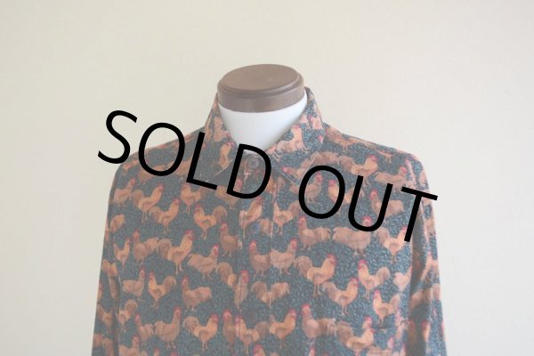 画像5: ニワトリ柄コットンシャツ  実寸L  (5)