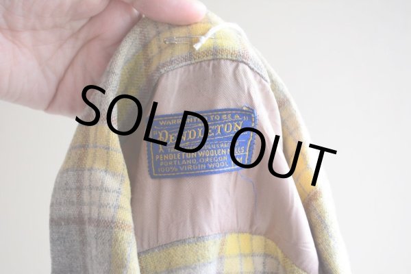 画像5: 1950s PENDLETON ウールシャツ  YEL×GRY  表記M  (5)