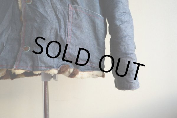 画像10: VINTAGE デニムボアジャケット  ムートンボアライナー  実寸ML  (10)