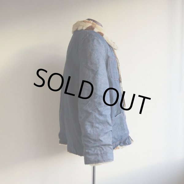 画像3: VINTAGE デニムボアジャケット  ムートンボアライナー  実寸ML  (3)