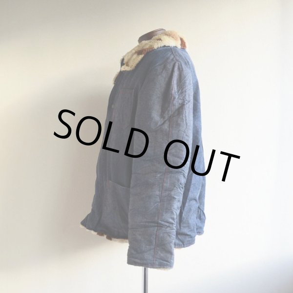 画像5: VINTAGE デニムボアジャケット  ムートンボアライナー  実寸ML  (5)