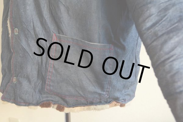 画像9: VINTAGE デニムボアジャケット  ムートンボアライナー  実寸ML  (9)