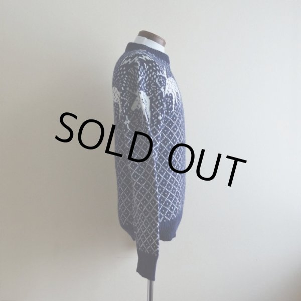 画像2: BOATHOUSE ROW トナカイ柄ウールセーター  表記S  (2)