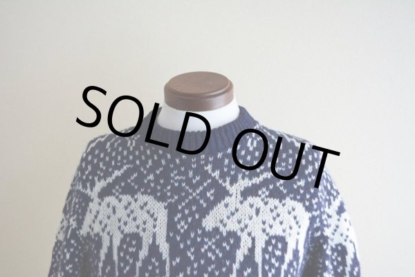 画像7: BOATHOUSE ROW トナカイ柄ウールセーター  表記S  (7)