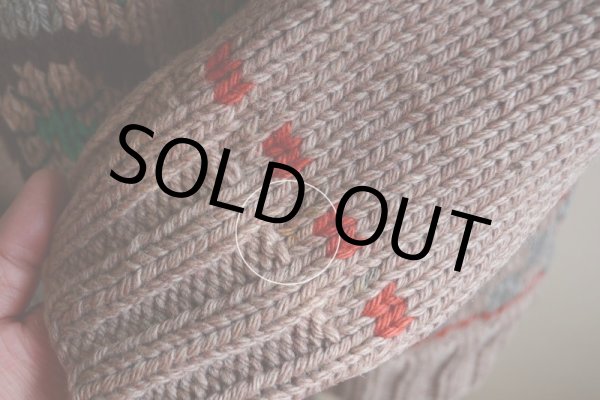 画像15: 1950s クラシックカー柄カウチンセーター  LIGHTNING ZIP コの字留め  実寸M  (15)