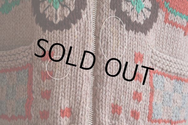 画像13: 1950s クラシックカー柄カウチンセーター  LIGHTNING ZIP コの字留め  実寸M  (13)