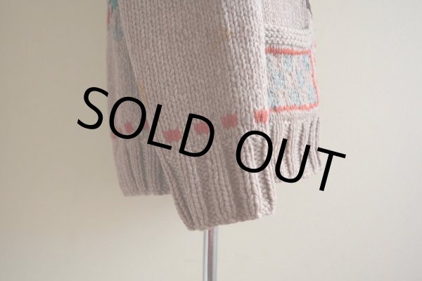 画像9: 1950s クラシックカー柄カウチンセーター  LIGHTNING ZIP コの字留め  実寸M  (9)