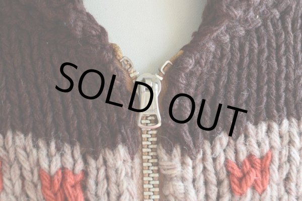 画像6: 1950s クラシックカー柄カウチンセーター  LIGHTNING ZIP コの字留め  実寸M  (6)