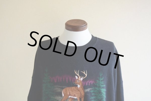 画像6: 1990s シカ刺繍 アニマルプリントスウェット  表記2XL  (6)