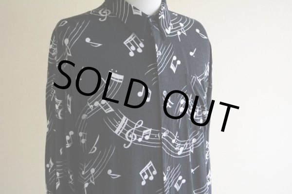 画像7: 1990s 音符柄レーヨンシャツ　 表記L  (7)