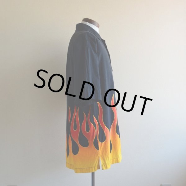 画像2: DAVID CAREY ファイヤーパターン 半袖シャツ　 COTTON×RAYON　 表記L  (2)