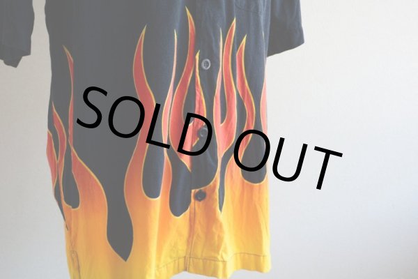 画像8: DAVID CAREY ファイヤーパターン 半袖シャツ　 COTTON×RAYON　 表記L  (8)